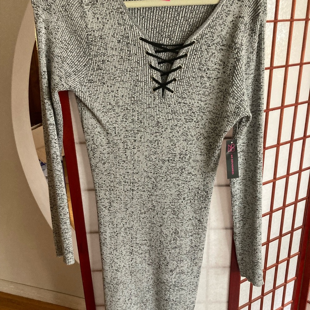 No Boundaries Black and White Knit Dress